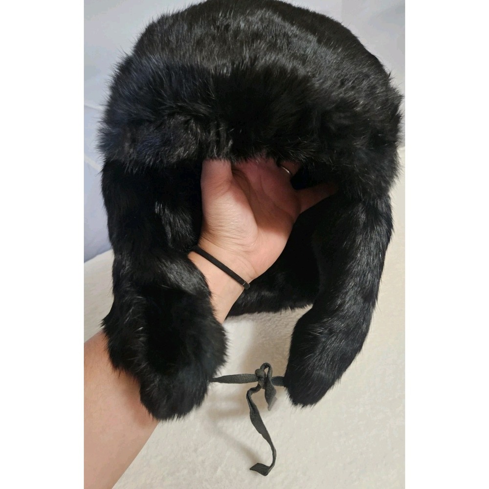 Golden Swallow 60s Rabbit Fur Taxidermy Trapper Ushanka Hat Vtg Quilted Medium